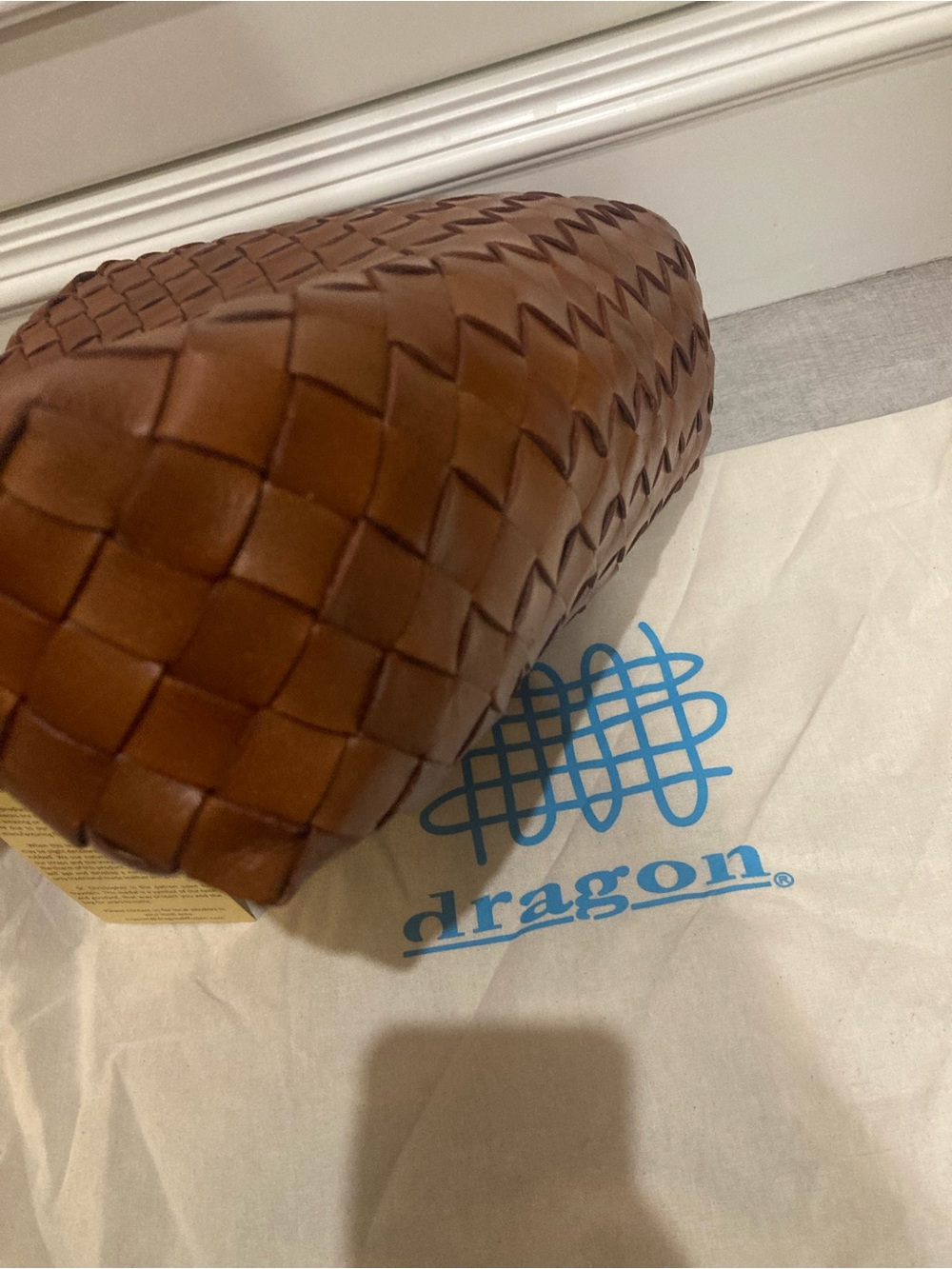 Dragon Diffusion Woven Shoulder Bag in Chestnut Brown 8943 - Picture 10 of 14